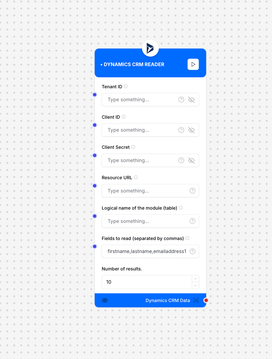Dynamics CRM Reader Connector Interface